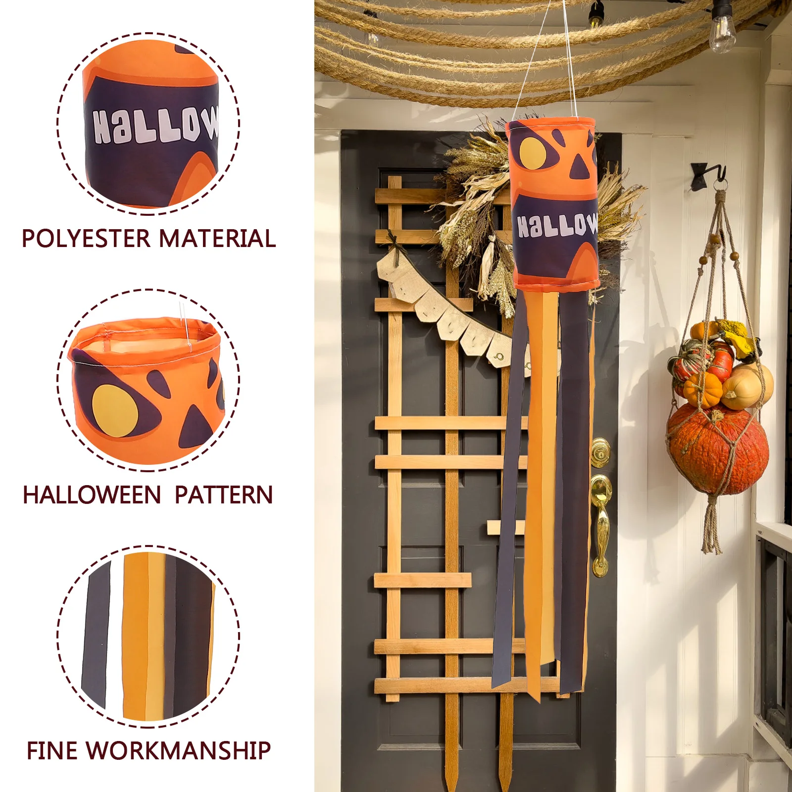 

Halloween Ghost Flag Sock Decorative Lightweight Polyester Hanging Flag Garden Hanging Decor Random Style