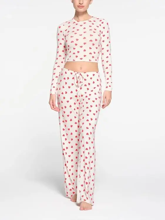 

Vntine's Day с принтом сердца, удобные дышащие длинные брюки из модала, брюки-шорты, брюки из модала с принтом