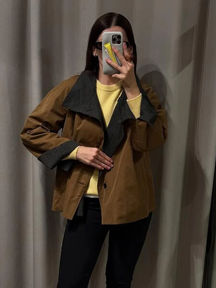 

Women High Street Loose Buttons Short Jacket 2025 Autumn Fashion Double-Sided Commute Women Casual Coat Long Sleeve New Jackets