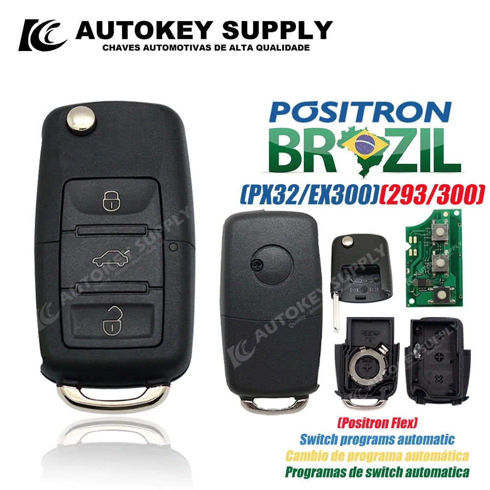 AutokeySupply  PX32 293 EX300 330 360 Program Switching / Car Key Shell /Complete Apply Control /For Brazil Positron Flex