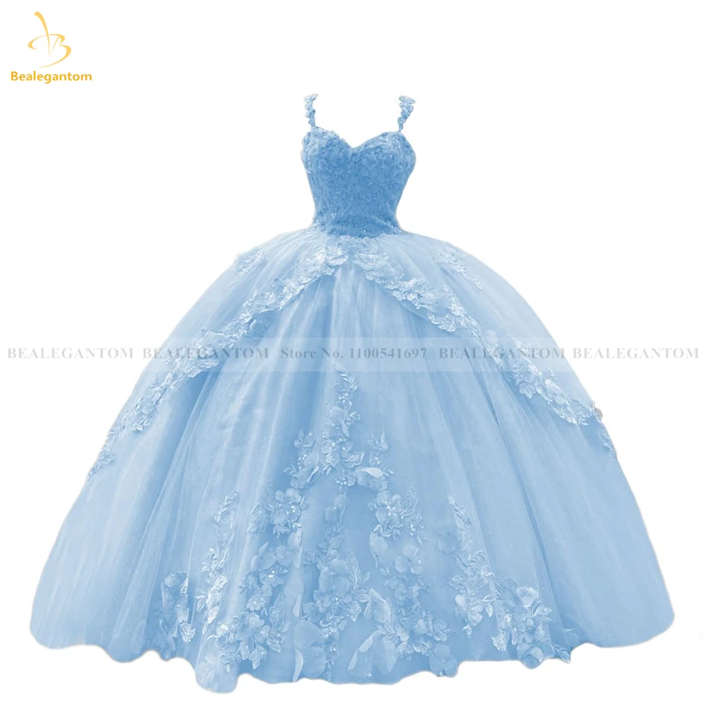 فساتين Bealegantom مكشوفة الكتفين Quinceanera ثوب حفلة منتفخ تول مطرز حلو 16 فستان رسمي للحفلات الراقصة QA638