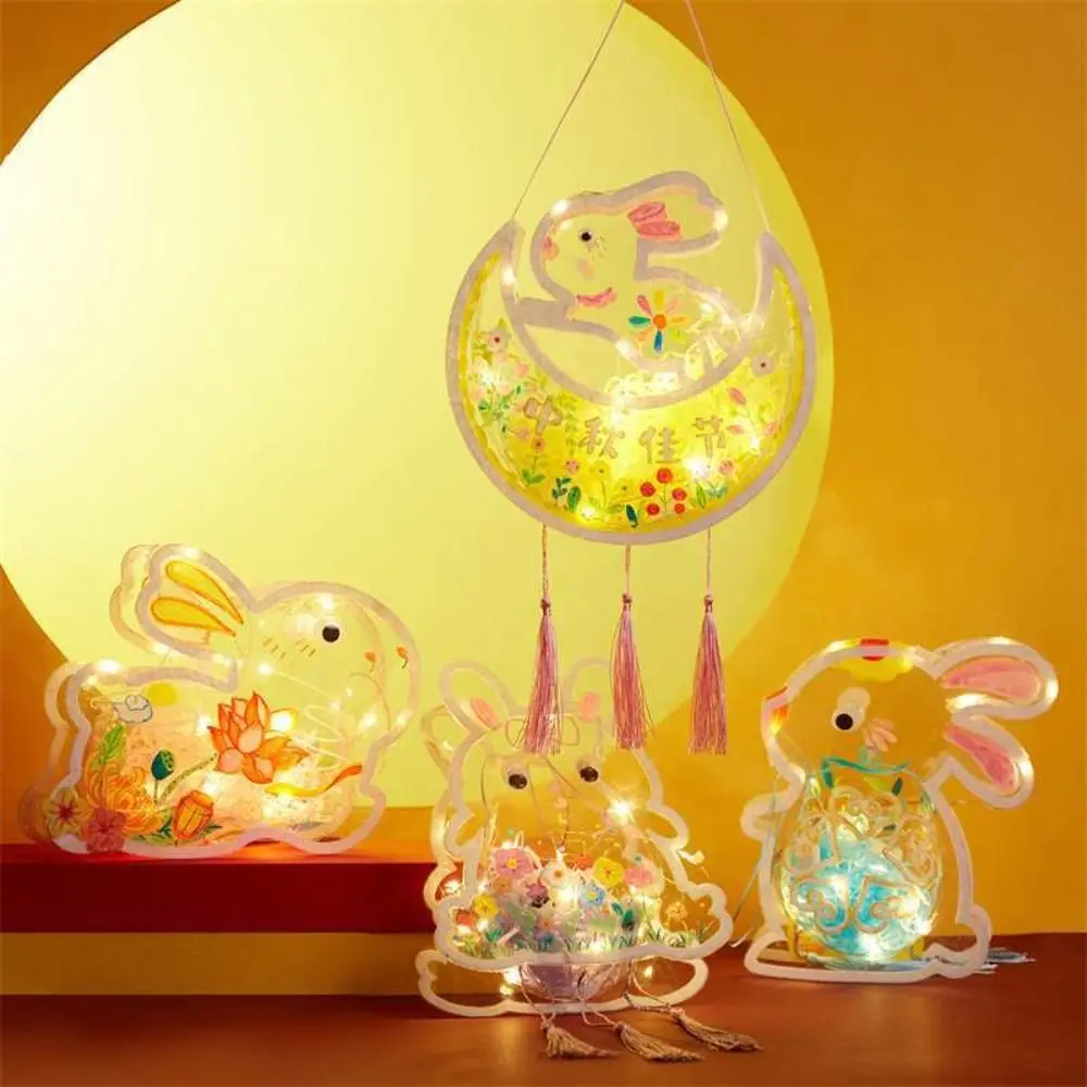 Retro Transparent Mid-Autumn Lantern Glowing DIY Festival Lantern Pendants Luminous Handmade Lanterns For Mid-Autumn Festival