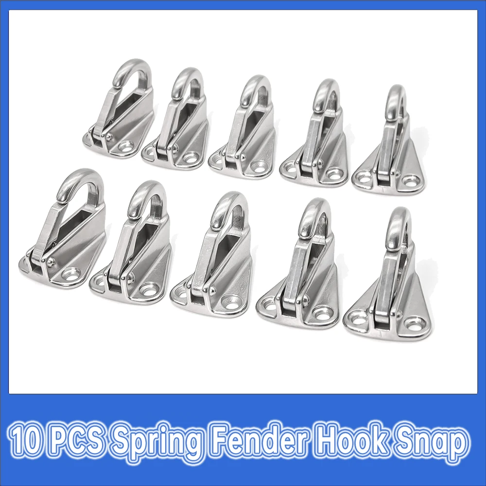 

10PCS Stainless-Steel Fender Hook Spring Hook Boat Hardware Marine Boat Spring Locked Fender Boats Accessories