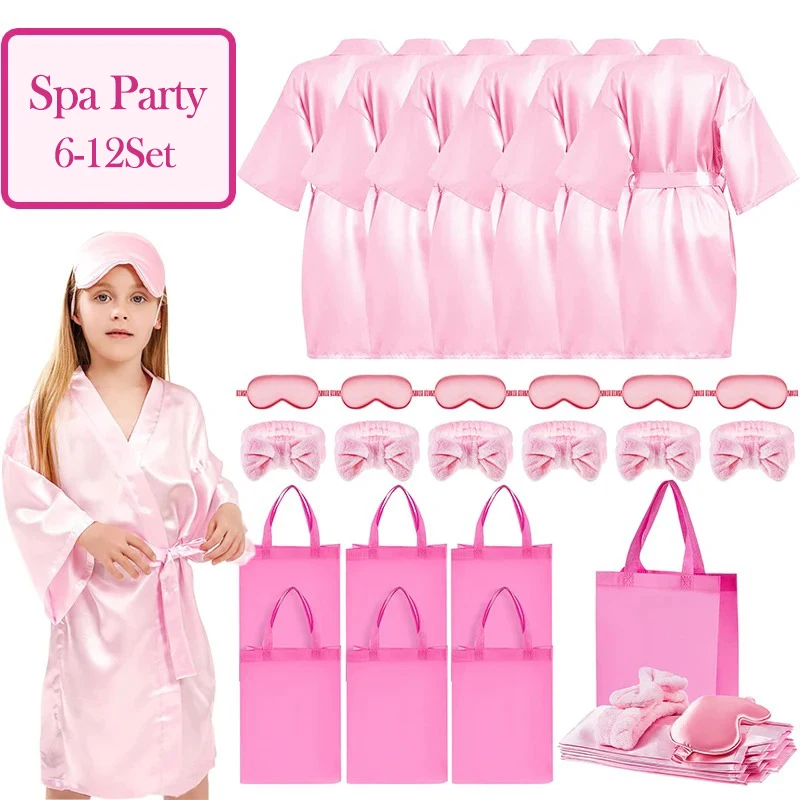 Conjunto de 6-12 Roupões de Festa para Meninas, Roupões de Cetim Kimono, Lembrancinhas de Aniversário Infantil, Roupões para Festa do Pijama, Roupões para Equipe de Aniversário