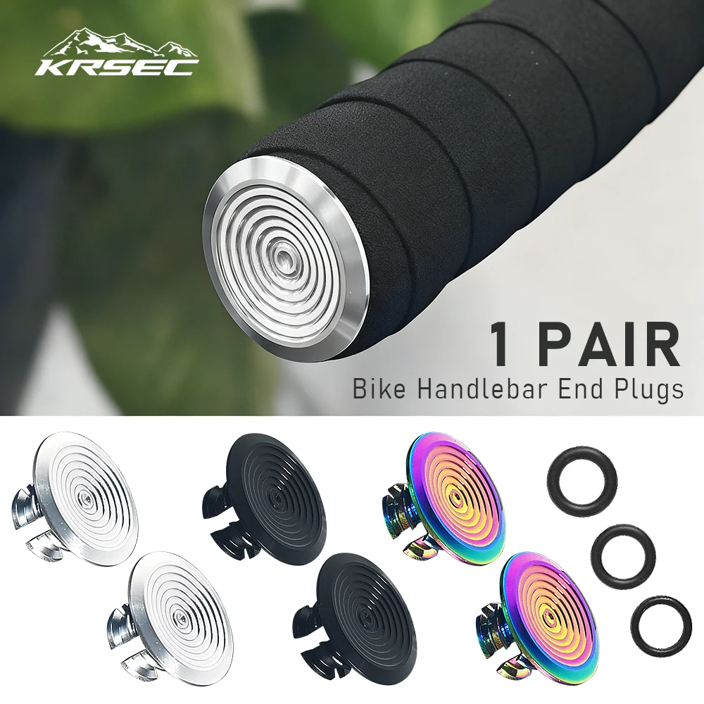 KRSEC 1 Paar Mountain Road Bike Lenker Endstopfen Aluminiumlegierung Lenker Endkappe MTB Fahrrad Griffabdeckung Fahrradzubehör