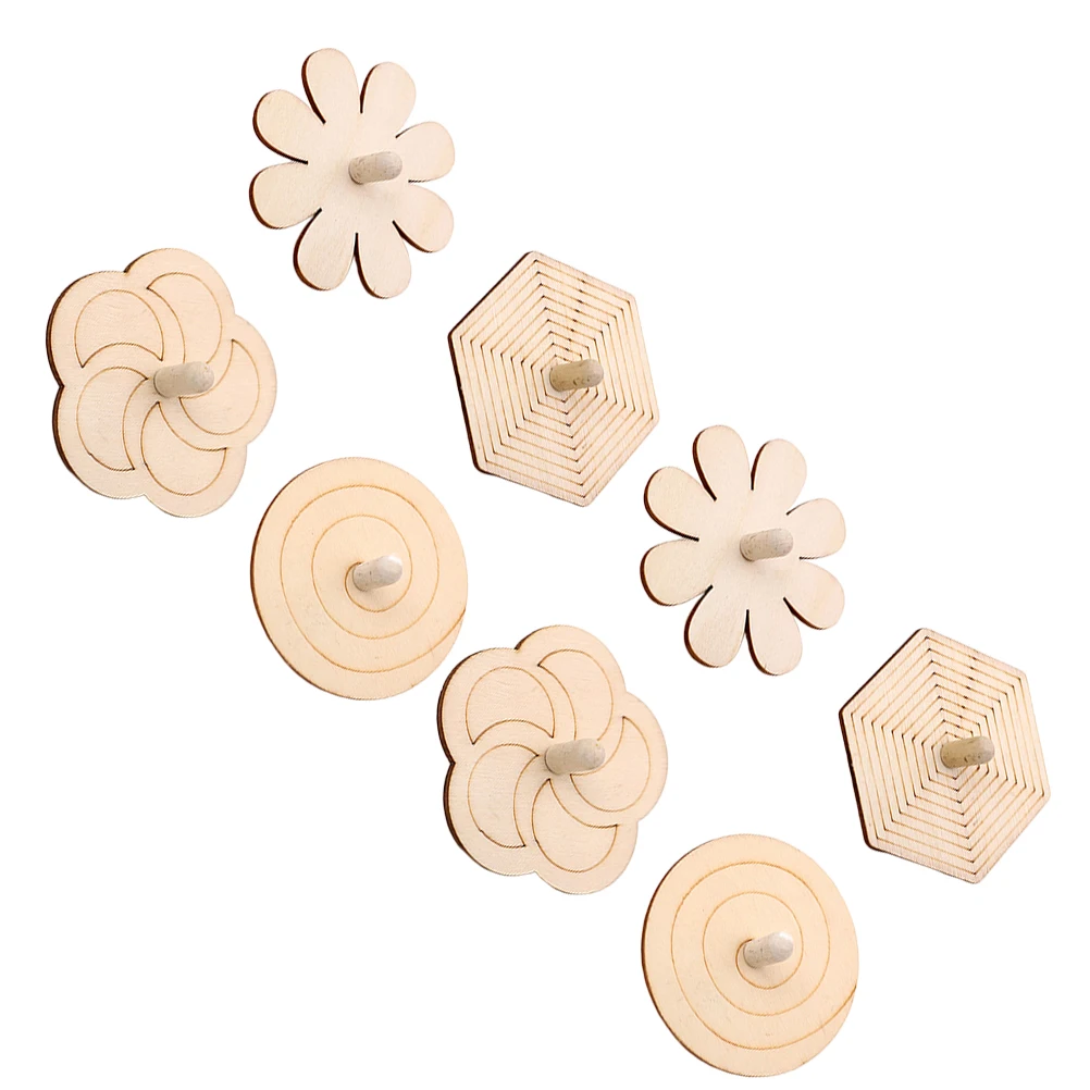 

8Pcs DIY Wooden Spinning Tops Mini Gyroscope Kids Painting Portable Handheld Play for Children Gifts Wood Top