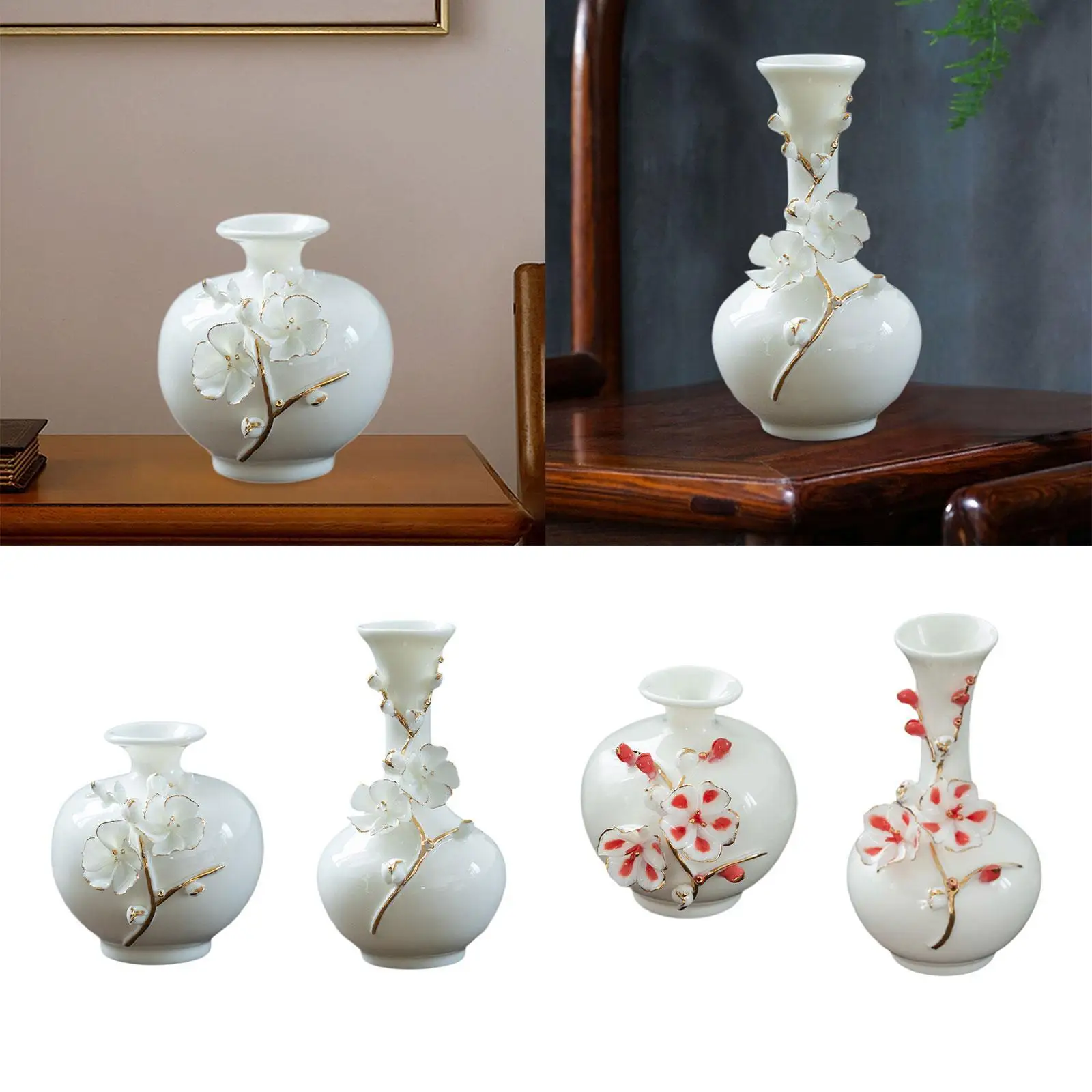 

Ceramic Flower Vase Hand Painted Flower Arrangement for Shelf Wedding Decor
