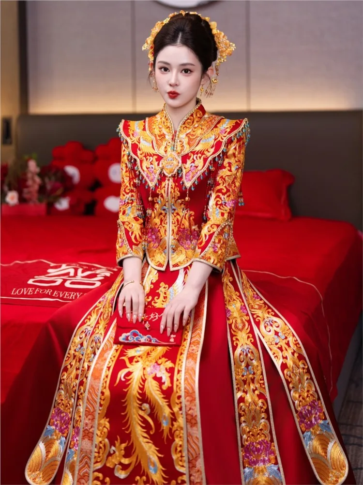 Bride's wedding dress new Chinese-style toasting for going out leaving the chamber