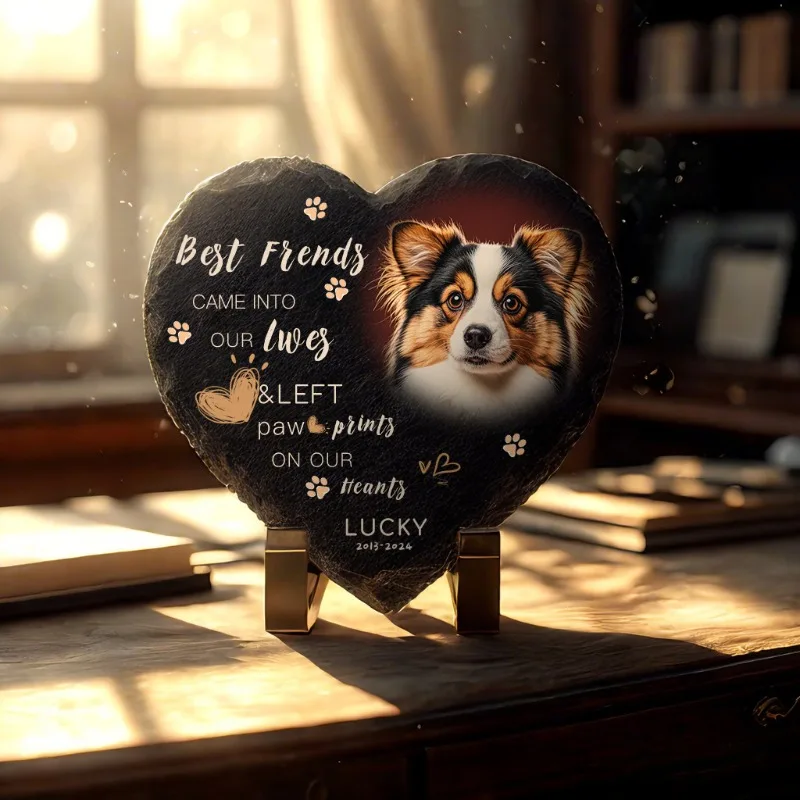 الحيوانات الأليفة التذكارية الحجر اللوحة مخصص صور لائحة الإطار الكلب القط ذكرى تذكار شخصية القبر علامة تحية هدية ديكور المنزل