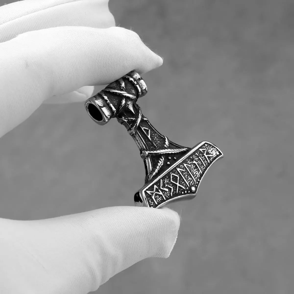 Nordic Viking Rune Thor Hammer Necklace Men's Stainless Steel Vintage Anchor Amulet Pendant Necklace Creative Jewelry Wholesale image 4