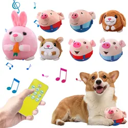 Cartoon Pig Active Moving Pet Plush Toy Washable Interactive Dog Toys Talking Moving Dog Ball Toy for Dogs Cats