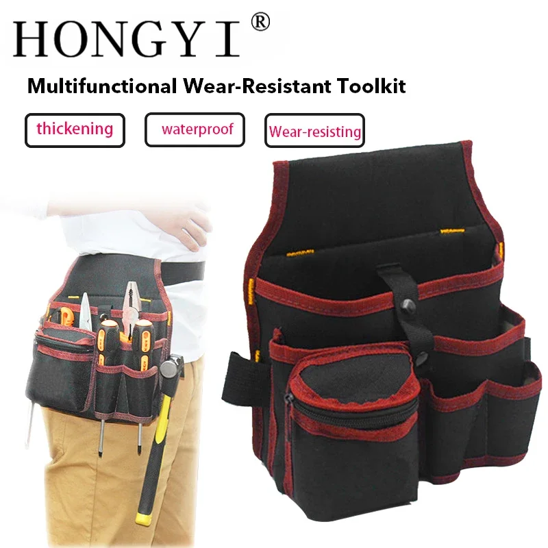 Multi-Function Tool Bag Oxford Cloth Electrician Bag Multi-Pocket Waterproof Anti-Fall Portable Waist Bag Organizers Tool Bag