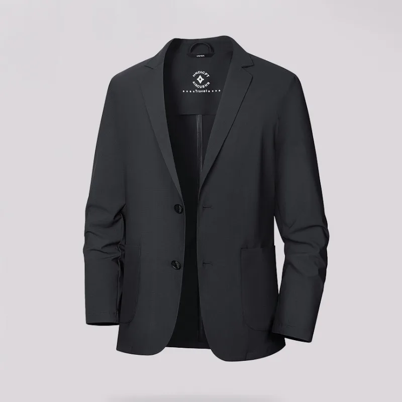 

KIDWHXR Man Summer Blazer Thin Breathable Sun Protection Male Suit Coat Single-breasted Pocket Business Casual Men Outerwear