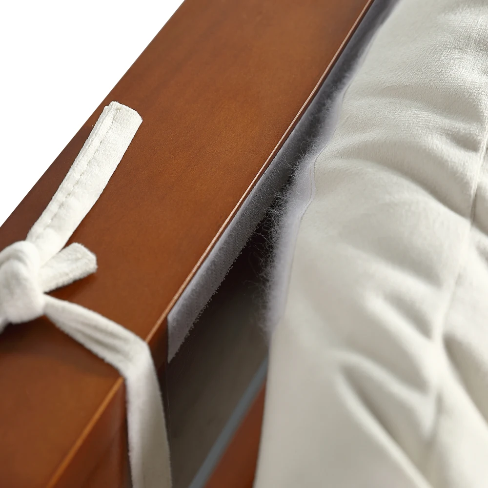 PINGGO Dunkelbraunes Polsterbett Einzelbett 90x200cm Samt-Kopfteil Stabiler Lattenrost Verbreiterte Beine Ohne Matratze – Detail 23