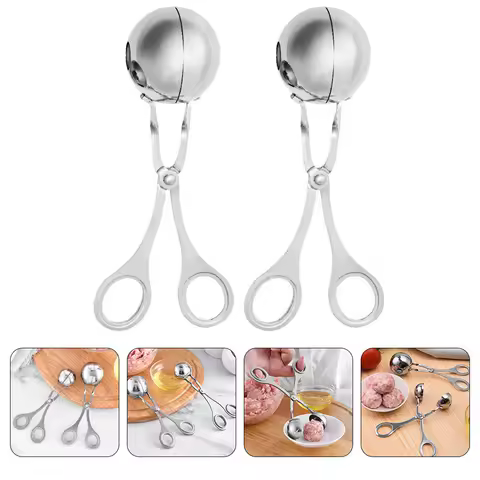 2pcs Stainless Steel Meatball Maker Tongs Scissors Design Non-Stick Easy Clean Kitchen Utensils Meatball Making Tool