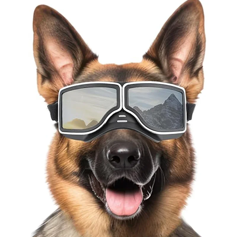 Dog Sunglasses Medium Large Breed Dog Goggles UV Protection Motorcycle Dog Eye Protective Windproof Soft Frame Dog Glasses