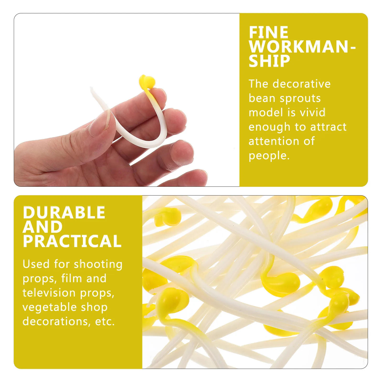 

50Pcs Fake Bean Sprout Decor Lifelike Small Vegetable Prop for Shop Display Film Props Artificial Food Accessories Home