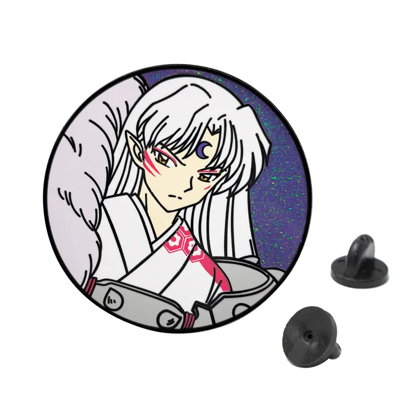 Anime Inuyasha Enamel Badges Sesshoumaru Pins Metal Pendant Japanese Manga Brooches for Bag Backpack Clothing Lapel Cosplay Gift view 3