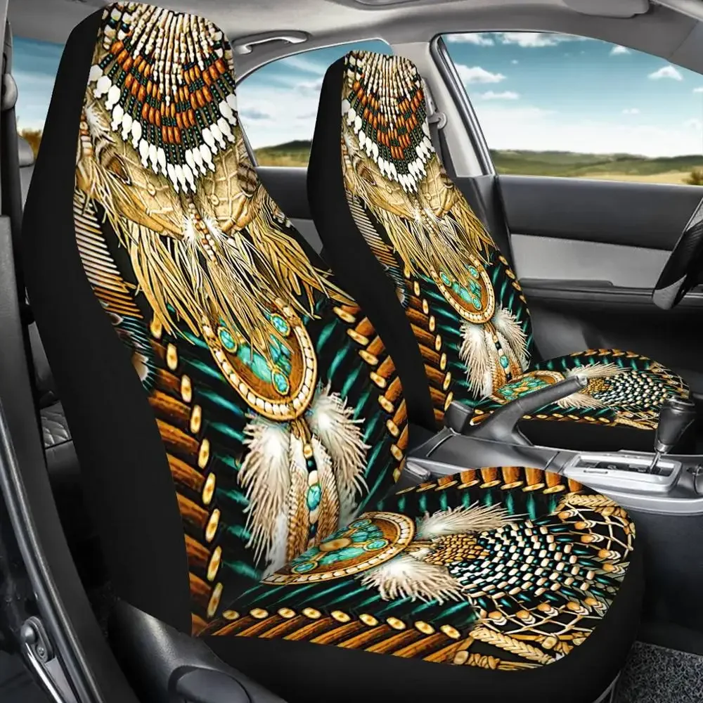 Fashion Tribal Navajo Design Car Seat Covers for Women Girly Accessories Set of 2 Soft Front Seat Protector Covers