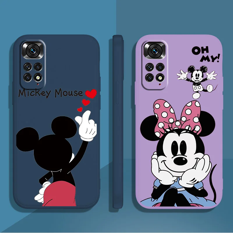 Mickey Minnie fashion Phone Case For Xiaomi Redmi Note 12 11 11S 10 10S 9 9S 9T 8 8T 7 5 Pro Plus Liquid Rope Candy Cover Fundas