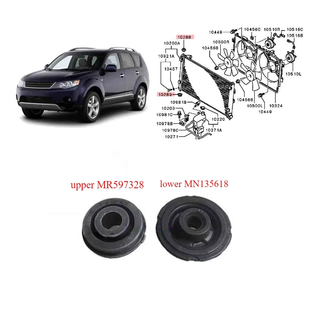 1 Pcs Upper or Lower Radiator Support Insulator for Outlander 2008-2020 Water Tank Rubber for Lancer ASX GA MR597328 MN135618