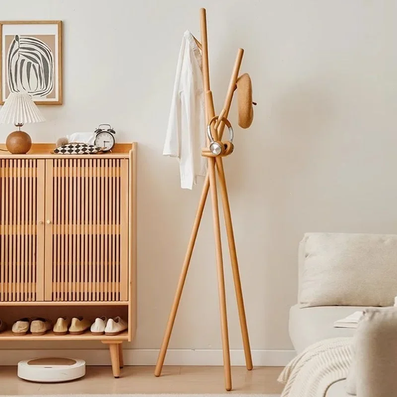 DSA solid wood coat rack, floor-standing clothes rack, Japanese style clothes rack, upright simple clothes , rust-proof