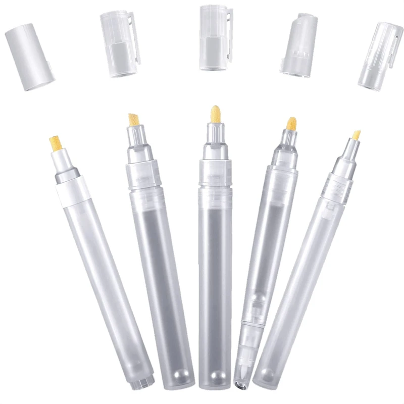 

5Pcs Empty Refill Paint Markers Blank Refillable Paint Pens Empty Refillable Marker For Painting Transparent Pen Tube