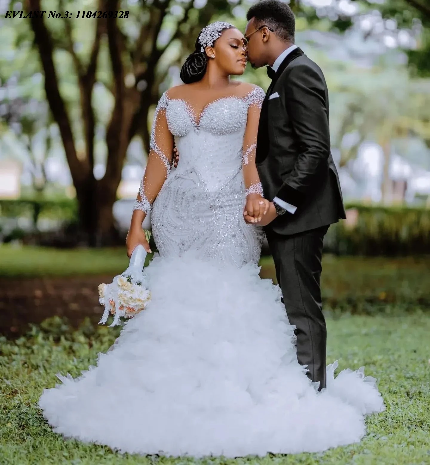 EVLAST 맞춤 제작 2026 머메이드 웨딩드레스 스위트하트 롱 슬리브 비딩 레이스 아플리케 브라이덜 가운 베스티도스 데 노비아 E3W31