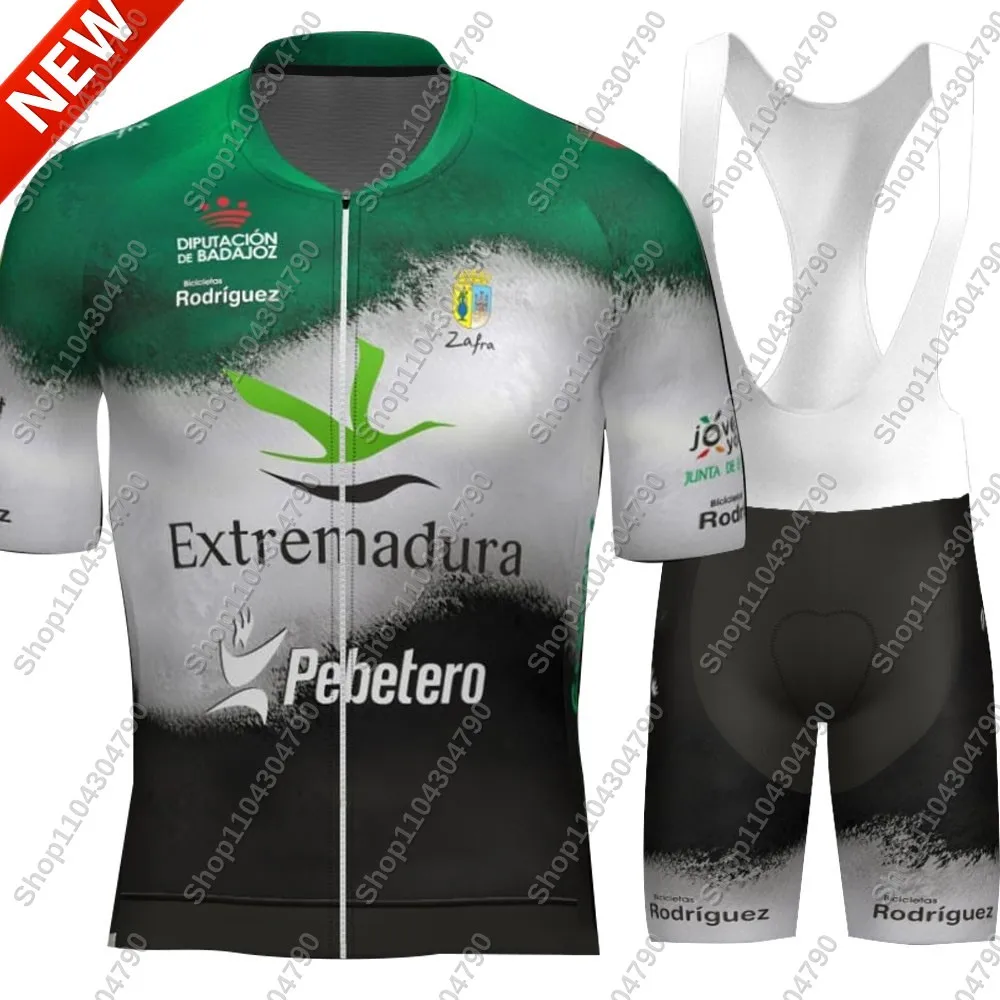 2025 Extremadura Pebetero Cycling Jersey Set Short Sleeve Green Spain Clothing Road Bike Shirts Suit Bicycle Shorts MTB Maillot