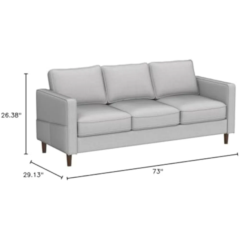 Modern Linen Fabric Loveseat / Sofa / Couch with Armrest Pockets, Heather Grey