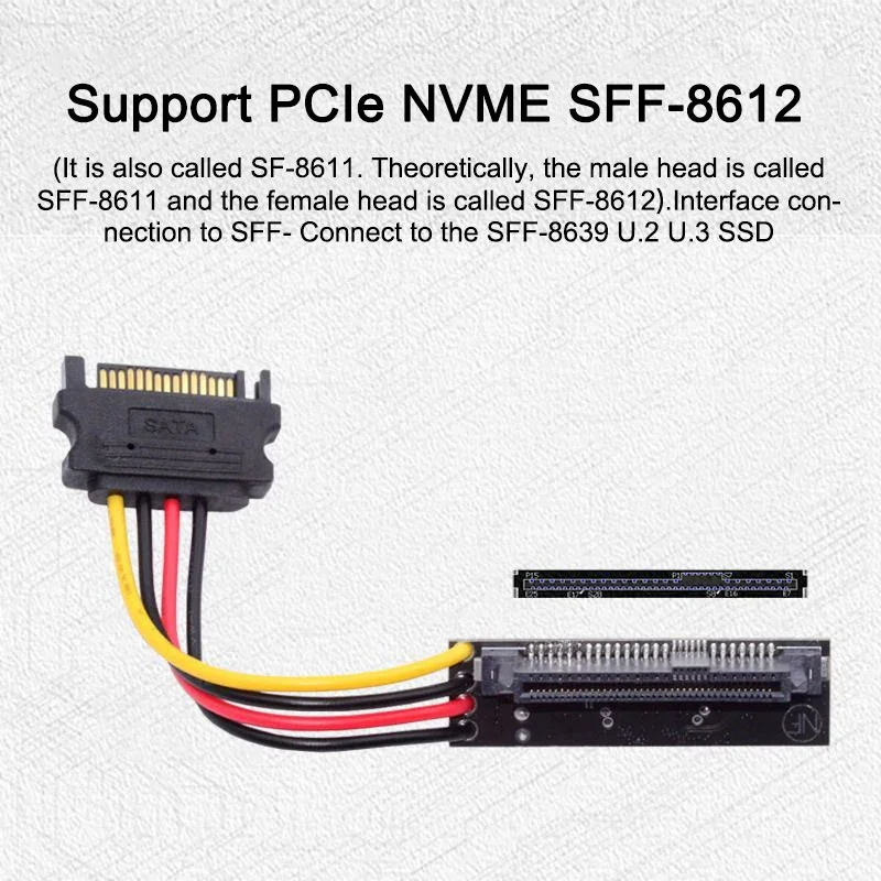 SFF-8611 Oculink To SFF-8639 Data U.2 U.3 SSD Solid-state Drive Adapter Card PCle NVMe SFF-8612