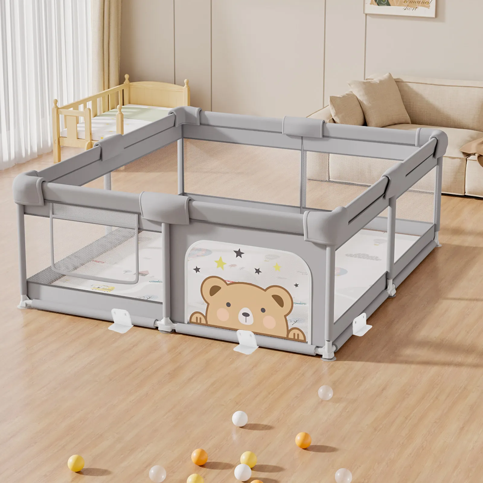 20 個プレイヤードスタビライザープラスチック固定具滑り止めベビープレイペンホルダーサポートベース幼児用フェンス幼児ペット安全床用