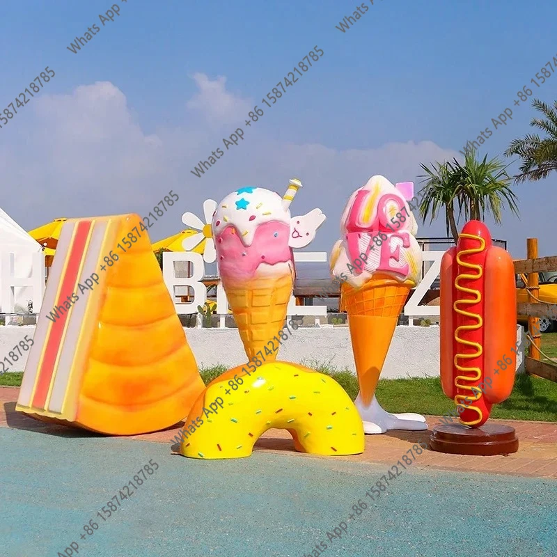 VSimulation Ice Cream Ornaments, Creative Ice Cream Fiberglass Sculptures, Dessert Shop Decorations