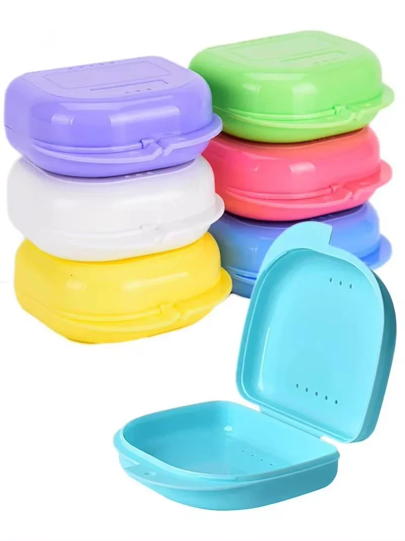 

30Pcs Retainer Case Mouth Guard Case Orthodontic Denture Storage Container Carabiner Hook Air Dental Teeth Retainer Box