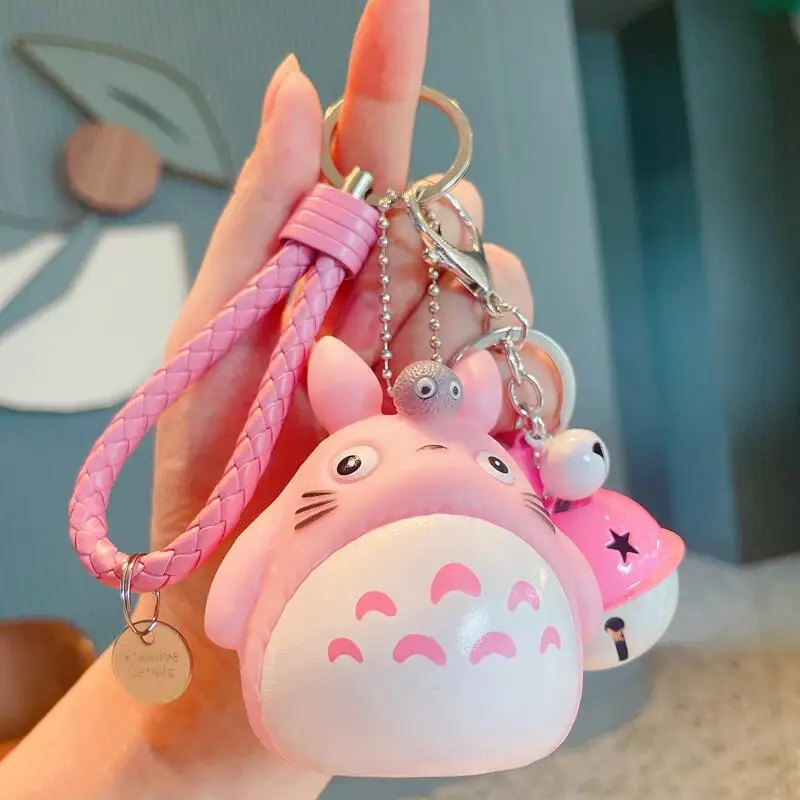 Totoro Keychain Cartoon Anime Cute Cat Totoro Doll Figure Leather Strap Keyring Bag Car Key Chain Christmas Gifts view 5
