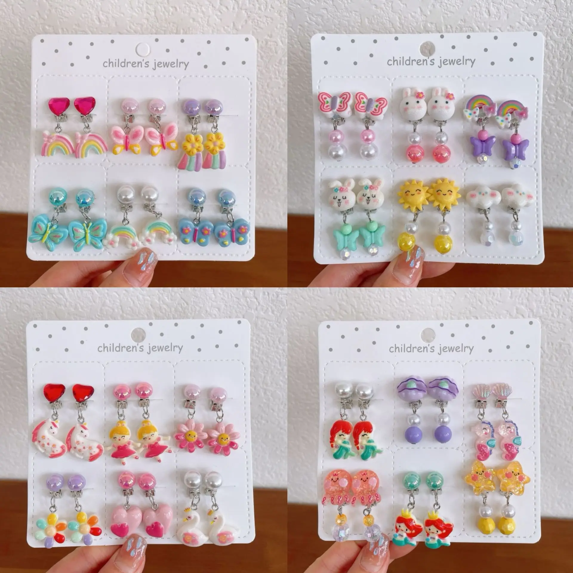 

Girl Ear Clip Cute Cartoon Children's Earrings Little Girl Princess Eardrops No Ear Holes Fake Earrings Don't Hurt Ears