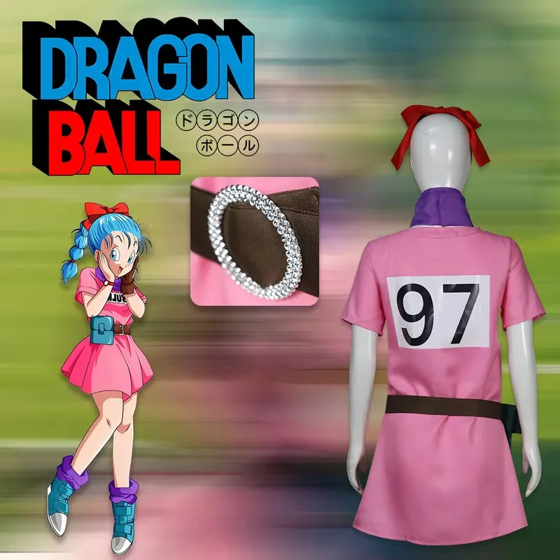 Anime Bulma Costume Cosplay Abito rosa Uniforme Ragazze Kawaii Set completo Abiti per Halloween Carnevale Festa in maschera Donne adulte
