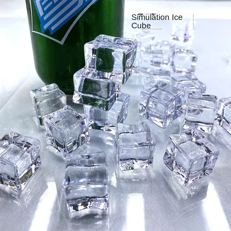 10 Uds. De cubitos de hielo transparentes de forma cuadrada acrílica Artificial de 20mm para decoración de mesa de comedor para fiesta de cumpleaños, accesorios de fotografía