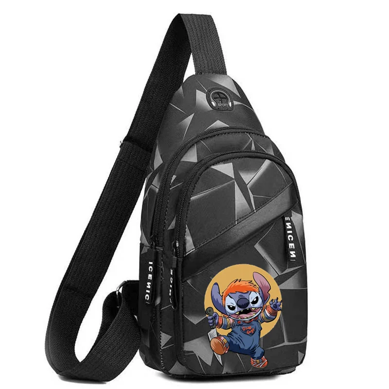 Disney-Bolsa de Peito Multifuncional Masculina Lilo & Stitch, Bolsas Casual Crossbody, Bolsa Esportiva Versátil, Bolsas de Viagem na Moda, 2024