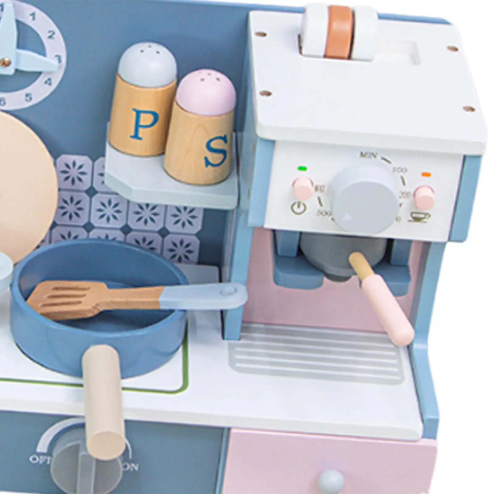 ชุดครัวไม้ของเล่นพร้อมอุปกรณ์ทำอาหาร ของเล่นครัวแบบอินเทอร์แอคทีฟ