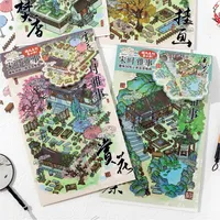 DIY Chinese Ancient Scenery Miniature Scene 3D Landscape Sticker Scene Pasting Stacking Stickers Painting Gift for Kid Child