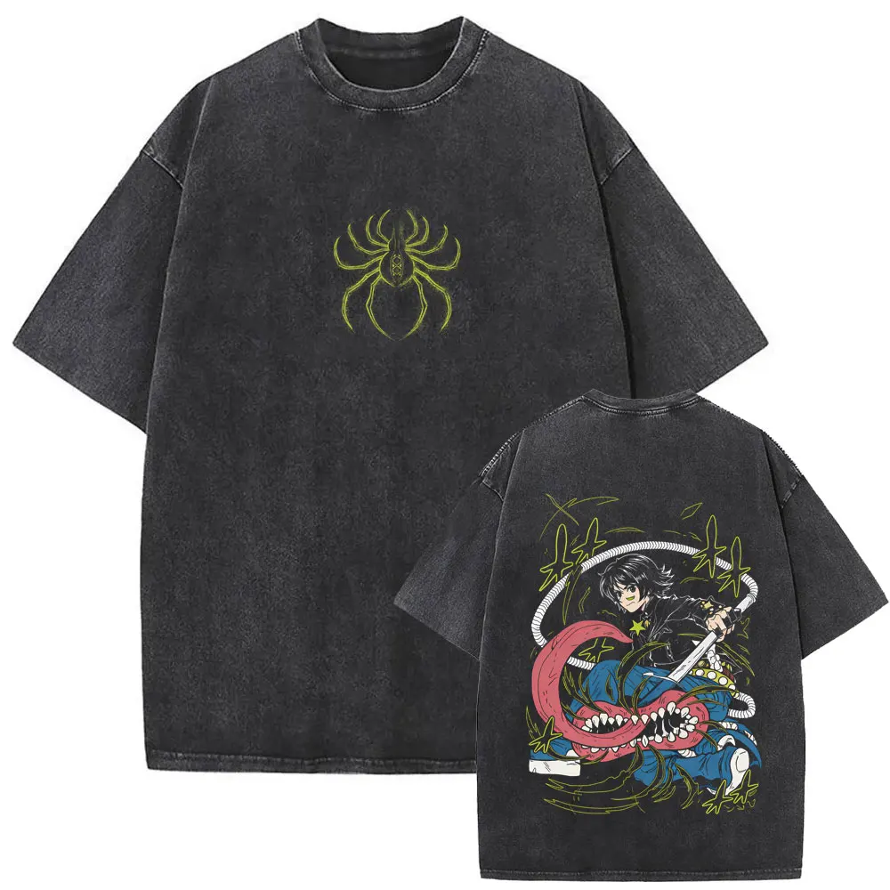 Washed Vintage Anime Hunter X Hunter T-shirt Phantom Troupe Spider Chrollo Lucilfer Graphic T Shirt Men 90s Manga Retro T-shirts view 5