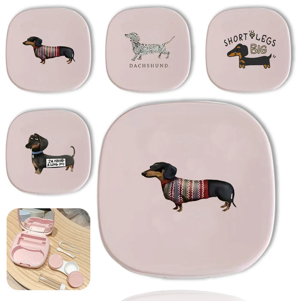 

Portable Contact Lens Organizer Pocket With Mirror Tweezers Cosmetic Contact Lens Box Dog Initial Name 26 Letters Pattern