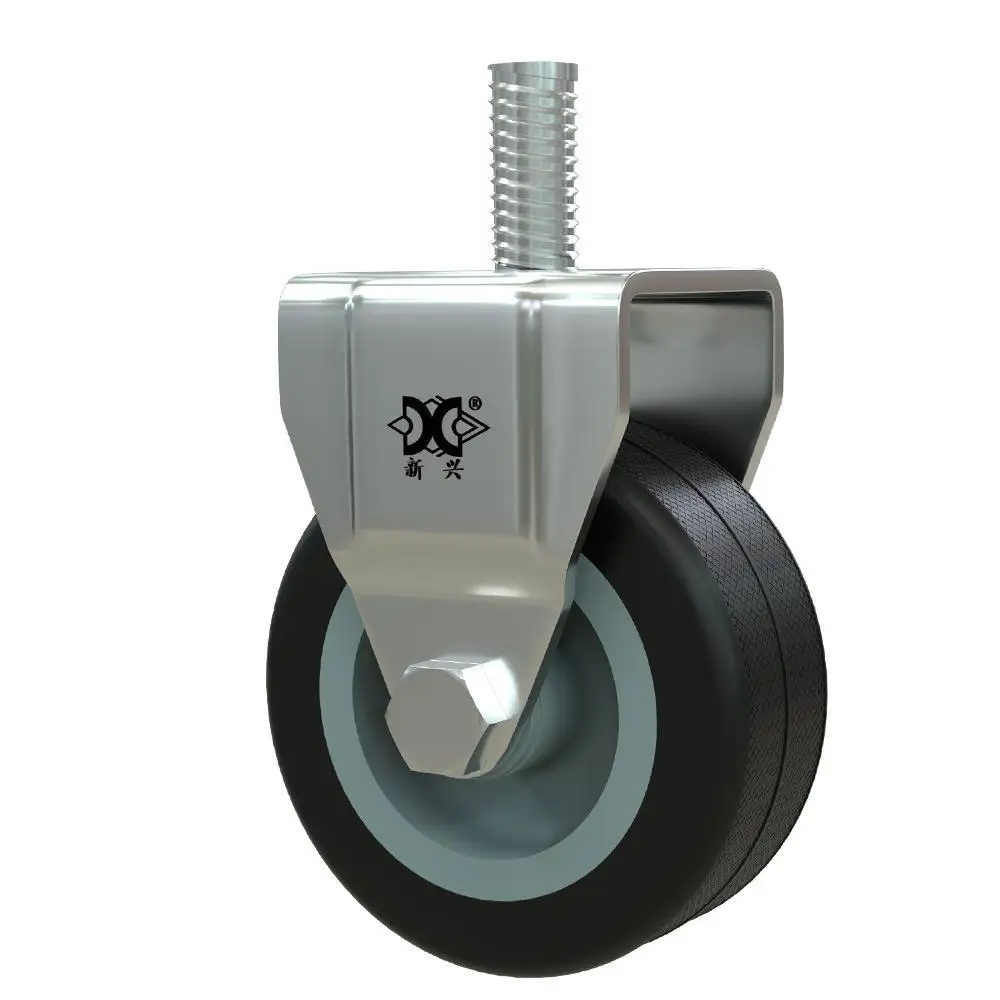 

4Pcs 2" Threaded Stem PVC Gray-Core Fixed Casters - Non-Marking Quiet Wheels for Carts & Utility Trolleys