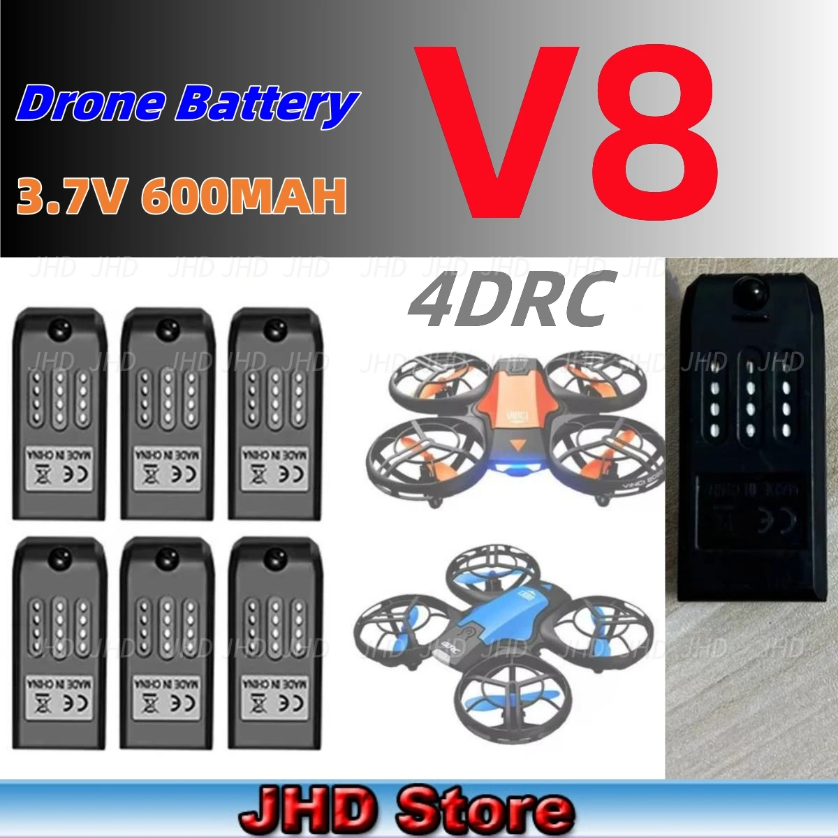 JHD 4DRC V8 Drone Battery 3.7V 600MAH For 4D-V8 Quadcopter V8 RC aircraft Spare Replacement V8 Battery Accessories Part