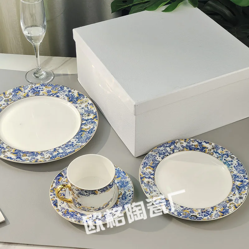 

Bone China Hydrangea Flat Plate for Western Steak Ideal for Show Flat Countertop Home Decor Tableware
