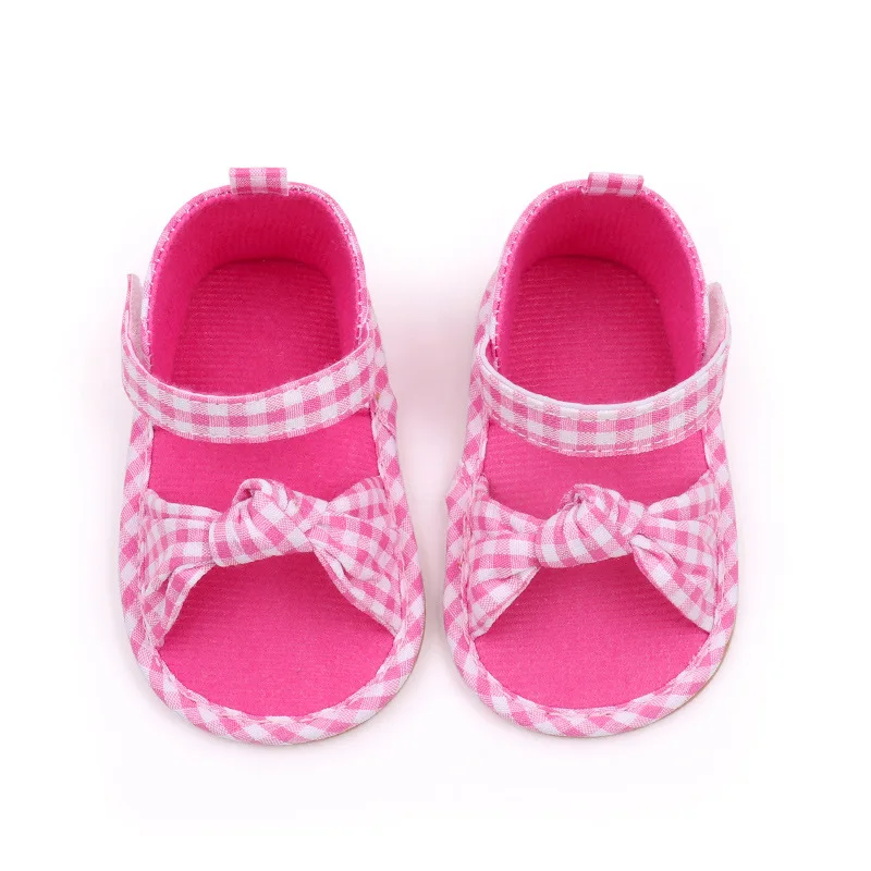 Little Girl Summer Cotton Cloth Sandals Anti-slip Soft Sole Twist Plaid Shoes for Outdoor, School, Party