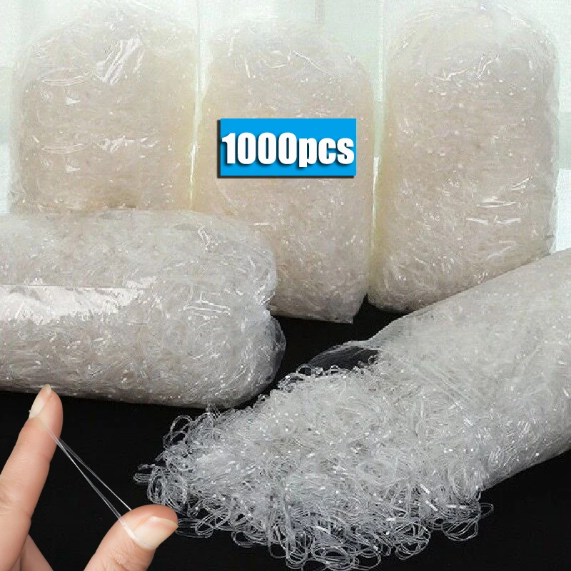 

200-1000pcs Transparent Hair Elastic Rope Rubber Band for Women Girls Bind Tie Ponytail Holder Accessories Hair Styling Tools