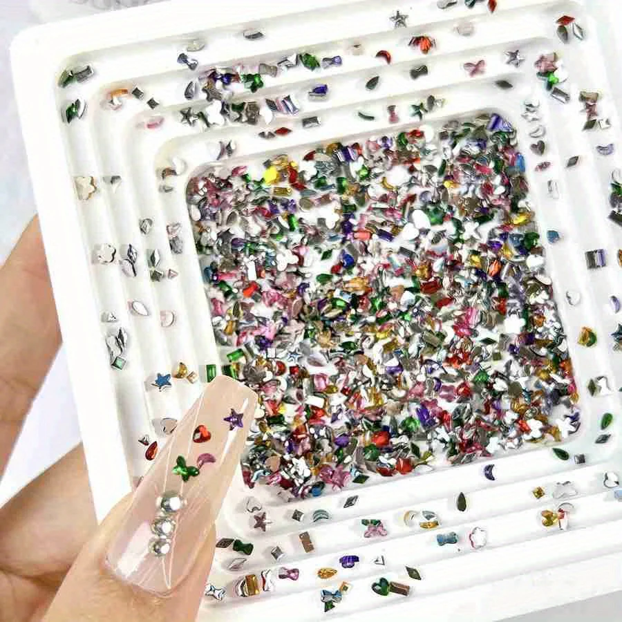 500/1000 Pz Mini Nail Art Strass Resina di cristallo Flatback Diamanti Forma mista Sparkle Unghie fai da te Decorazione manicure di lusso