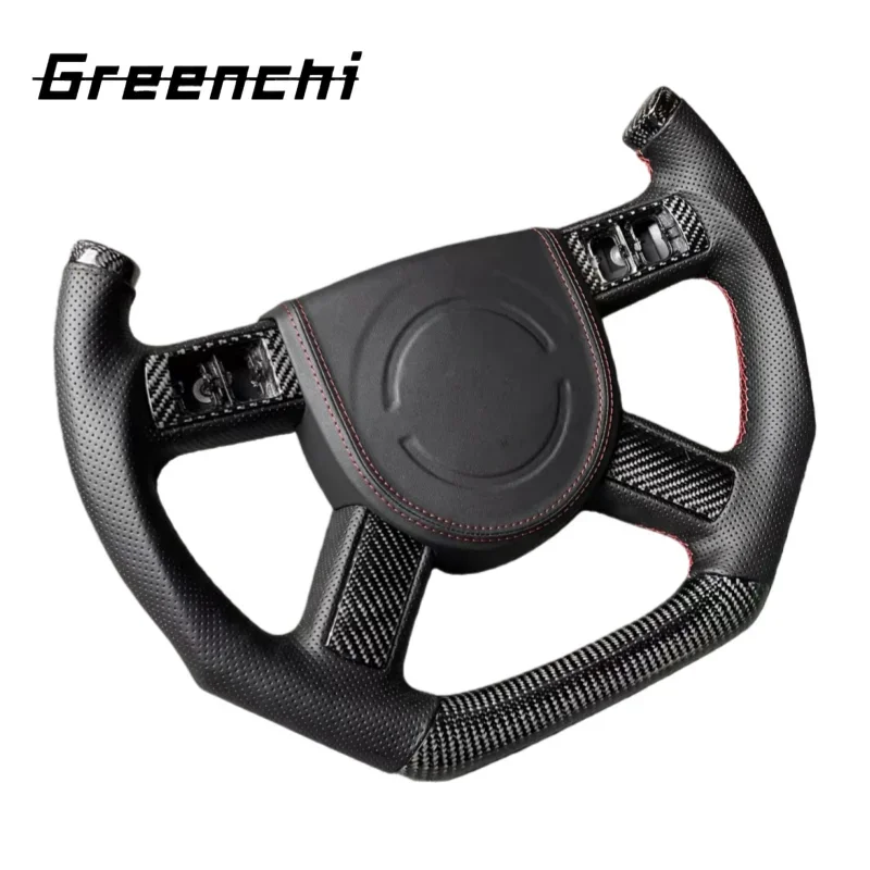 For Custom Chrysler 300C Steering Wheel, Aviation-Style Racing Sport Flat-Bottom Carbon Fiber Steering Wheel